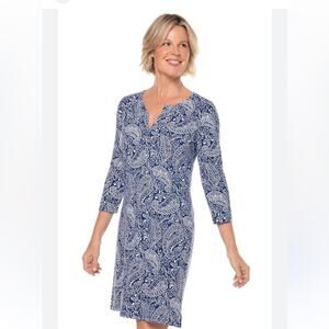 Coolibar Women's Oceanside Tunic Dress Navy Artisan Paisley Small